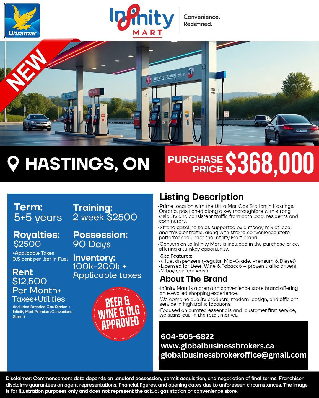 Infinity Mart Gas Station for sale in Ontario